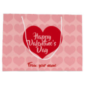 ピンクの名前の赤いハート ラージペーパーバッグ (裏面)