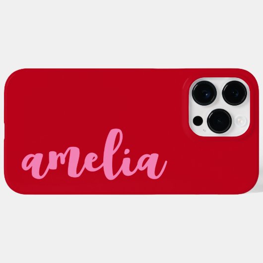 ピンクの名前はっきりしたカラフル赤 Case-Mate iPhoneケース (裏面 (横))