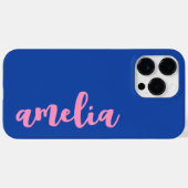 ピンクの名前はっきりしたカラフル青 Case-Mate iPhoneケース (裏面 (横))