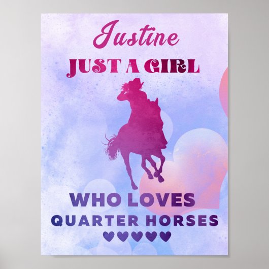 ピンクの名前をカスタムするが馬を愛する少女に ポスター (正面)
