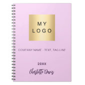 ピンクの名前スクリプトビジネスロゴ ノートブック (正面)