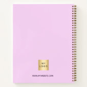 ピンクの名前スクリプト ビジネス ロゴ ノートブック (裏面)