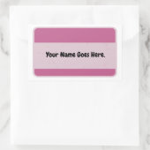 ピンクの名前タグ 長方形シール (バッグ)