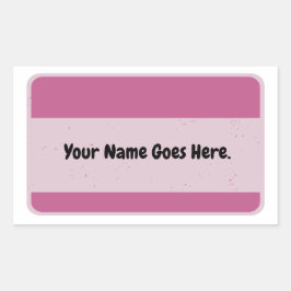 ピンクの名前タグ 長方形シール