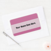 ピンクの名前タグ 長方形シール (封筒)