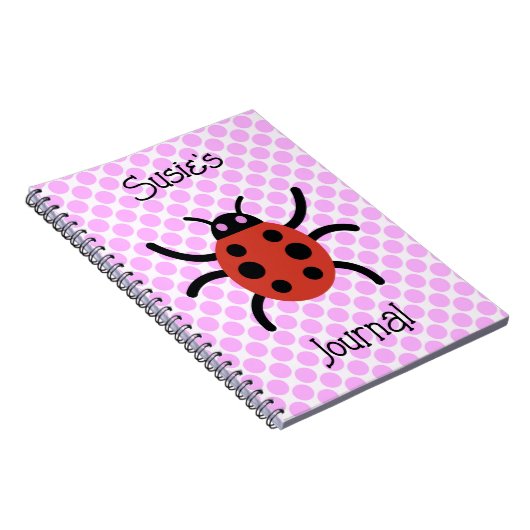 ピンクの名前付きジャーナルのかわいいレディバグアート ノートブック (右側)