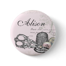 ピンクの名前入りの記章の裁縫の概念