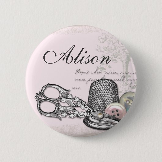 ピンクの名前入りの記章の裁縫の概念 缶バッジ (正面)