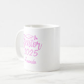 ピンクの名前入り卒業記念マグ コーヒーマグカップ (正面左)