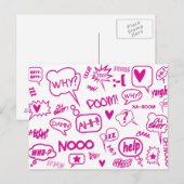 ピンクの吹き出しはがき01 ポストカード (正面/裏面)