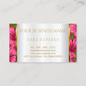 ピンクの唇および花を持つメーキャップアーティスト 名刺 (裏面)