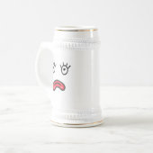 ピンクの唇が悲しい顔 ビールジョッキ (正面左)