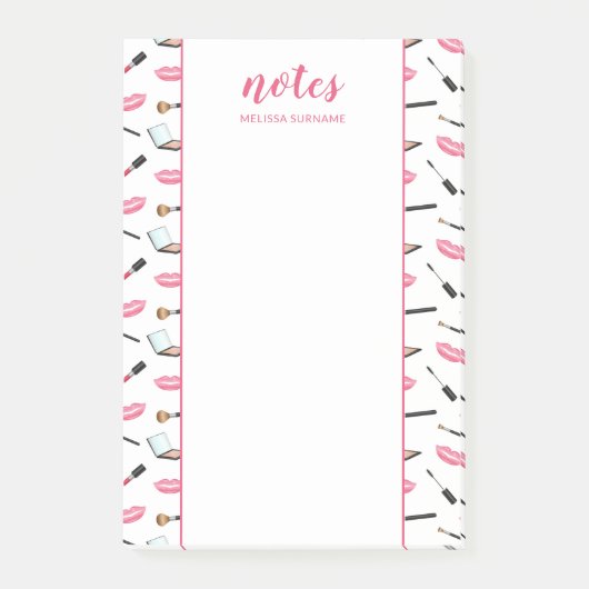 ピンクの唇とのタイトルと名カスタム前でメイクアップ ポストイット (正面)