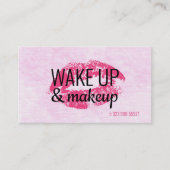 ピンクの唇と背景 名刺 (正面)