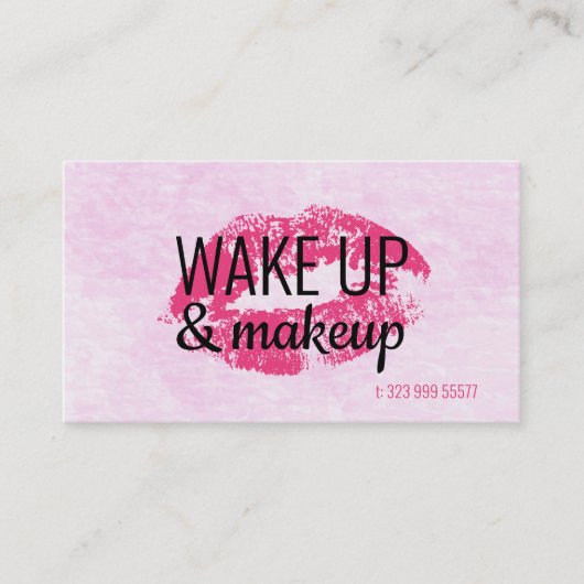 ピンクの唇と背景 名刺 (正面)