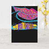 ピンクの唇と言葉のバロンまたは舌 カード (黄色い花)