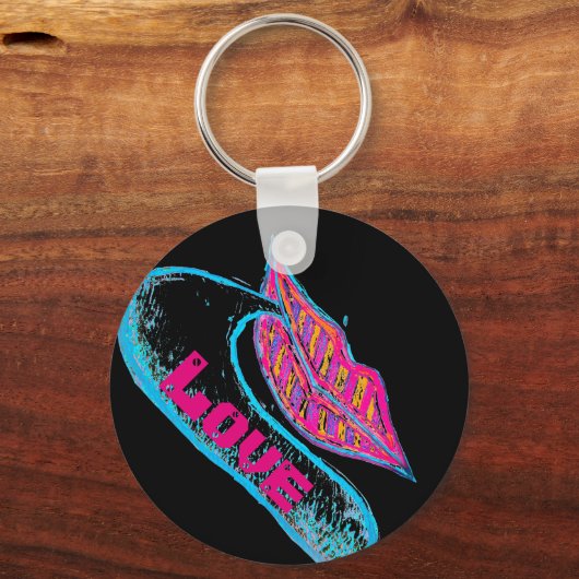 ピンクの唇と言葉のバロンまたは舌 キーホルダー (正面)