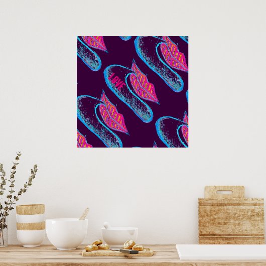 ピンクの唇と言葉のバロンまたは舌 ポスター (キッチン)