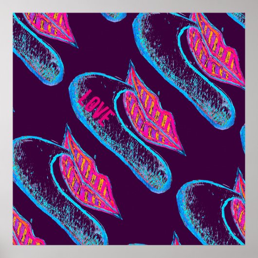 ピンクの唇と言葉のバロンまたは舌 ポスター (正面)