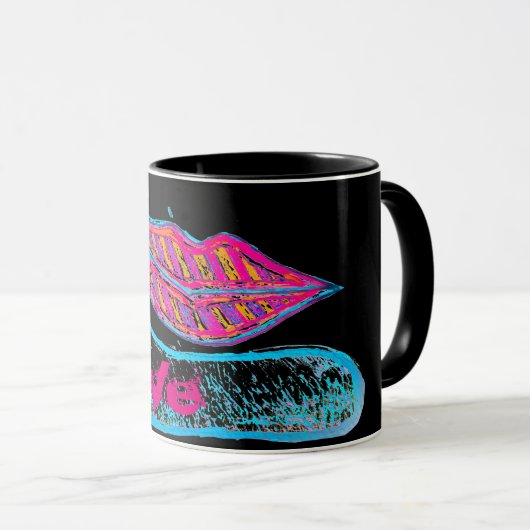 ピンクの唇と言葉のバロンまたは舌 マグカップ (正面右)