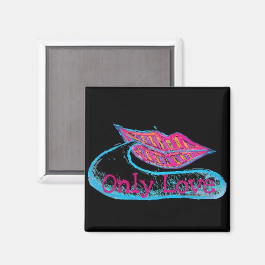 ピンクの唇と言葉のバロンまたは舌 マグネット (正面/裏面)