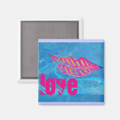 ピンクの唇と言葉のバロンまたは舌 マグネット (正面/裏面)