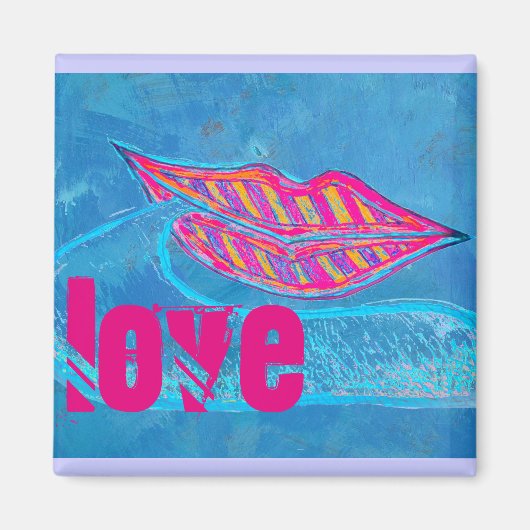 ピンクの唇と言葉のバロンまたは舌 マグネット (正面)