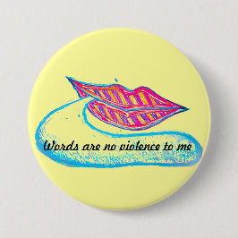 ピンクの唇と言葉のバロンまたは舌 缶バッジ