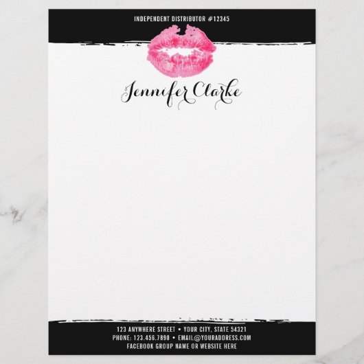 ピンクの唇のキスを販売する口紅のディストリビューター レターヘッド (正面)