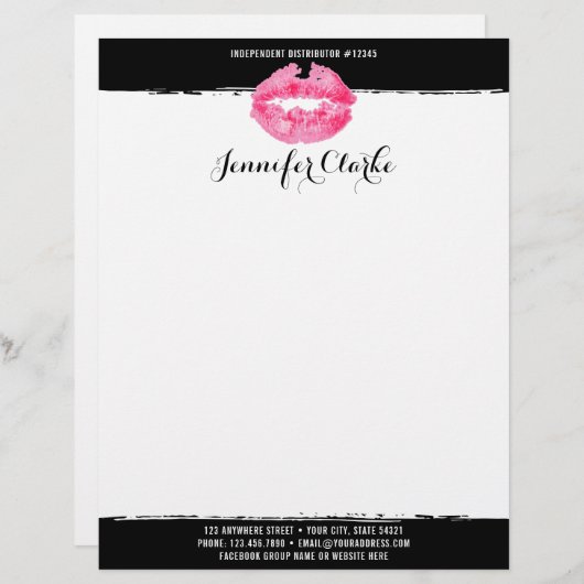 ピンクの唇のキスを販売する口紅のディストリビューター レターヘッド (正面/裏面)
