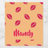 ピンクの唇のパターン ワインラベル (シングルラベル)