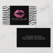 ピンクの唇のメイクアップアルチスゼブラモダンスキン 名刺 (正面/裏面)