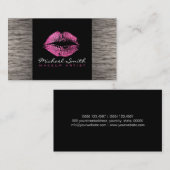 ピンクの唇のメイクアップモダンアーチウッド#7 名刺 (正面/裏面)