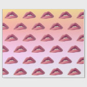 ピンクの唇の包装紙 ラッピングペーパー (フラット)