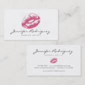 ピンクの唇の口紅メイクアップアーティストコスメティック 名刺 (正面/裏面)
