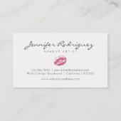 ピンクの唇の口紅メイクアップアーティストコスメティック 名刺 (裏面)