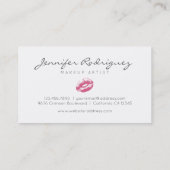 ピンクの唇の口紅メイクアップアーティストコスメティック 名刺 (裏面)