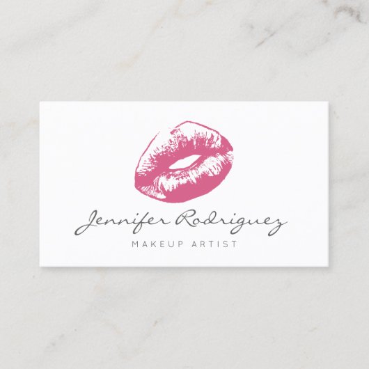 ピンクの唇の口紅メイクアップアーティストコスメティック 名刺 (正面)