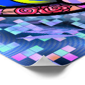 ピンクの唇の叫び口のスパイラルアートポップ・アートのプリント ポスター (角)