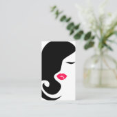 ピンクの唇の女性メイクアップアーティストの名刺デザイン 名刺 (スタンド正面)