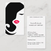 ピンクの唇の女性メイクアップアーティストの名刺デザイン 名刺 (正面/裏面)
