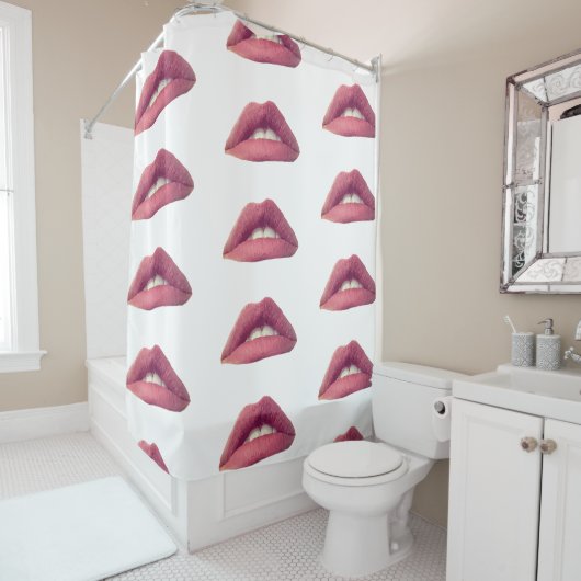 ピンクの唇シャワーカーテン シャワーカーテン (インサイチュ)