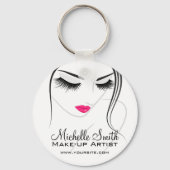 ピンクの唇顔長い点滅Lash Lash Extensions キーホルダー (正面)