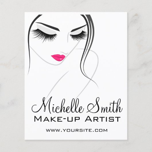 ピンクの唇顔長い点滅Lash Lash Extensions チラシ (正面)