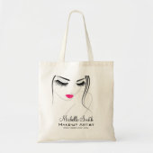 ピンクの唇顔長い点滅Lash Lash Extensions トートバッグ (正面)