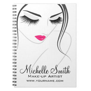 ピンクの唇顔長い点滅Lash Lash Extensions ノートブック