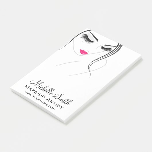 ピンクの唇顔長い点滅Lash Lash Extensions ポストイット (アングル)