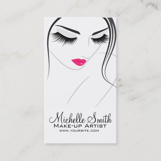 ピンクの唇顔長い点滅Lash Lash Extensions 名刺 (正面)