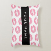 ピンクの唇，キス，口紅，あなたの名前，パーソナライズ アクセントクッション (正面(垂直))