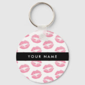 ピンクの唇,キス,口紅,あなたの名前,パーソナライズ キーホルダー (正面)